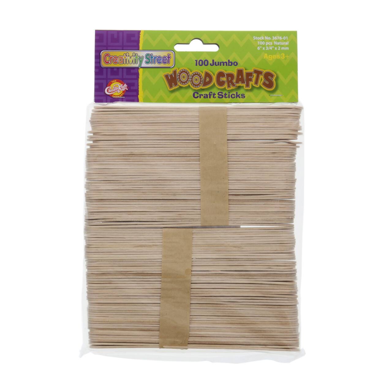 Creativity Street 6" Jumbo Natural Wooden Craft Sticks, 100ct.
